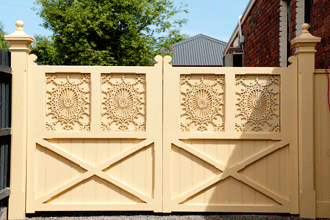 Wooden Gates with castr iron insert